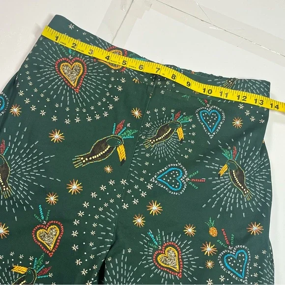 FARM Rio Anthropologie Womens Small Fernanda Flared Pants Cotton Star Bird Print